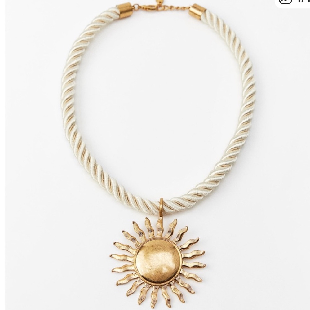 Zara Gold Sunburst Pendant Necklace - Picture 2 of 7